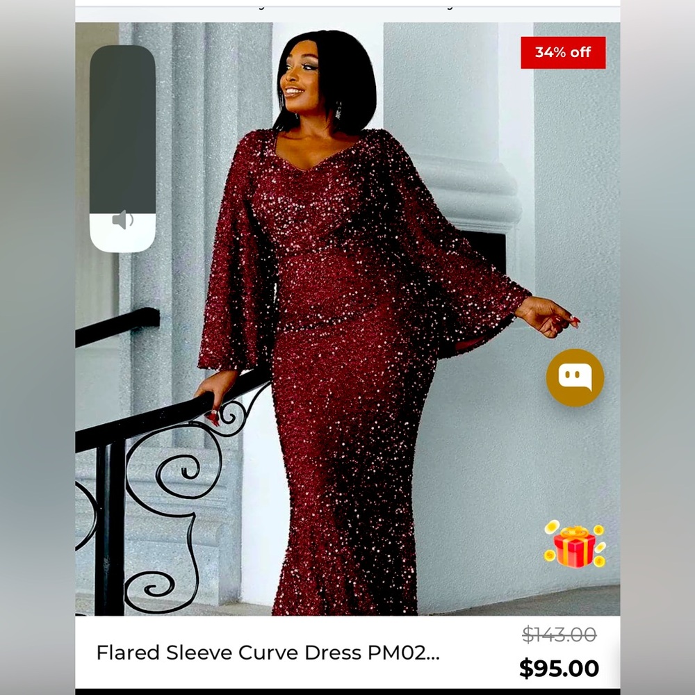 Flared Sleeve Curve Dress